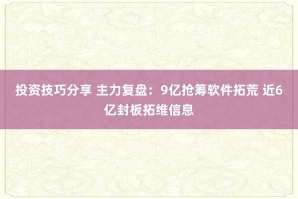 投资技巧分享 主力复盘：9亿抢筹软件拓荒 近6亿封板拓维信息