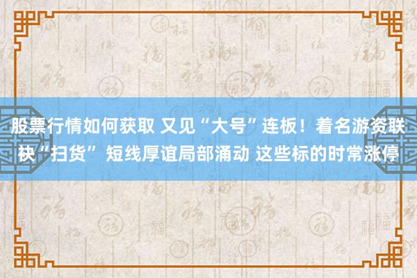 股票行情如何获取 又见“大号”连板！着名游资联袂“扫货” 短线厚谊局部涌动 这些标的时常涨停