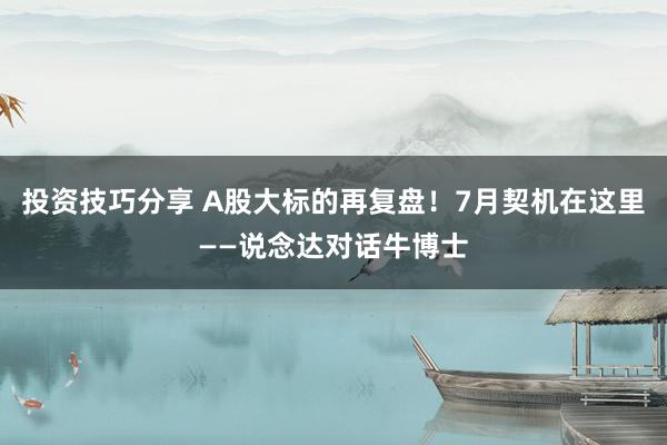 投资技巧分享 A股大标的再复盘！7月契机在这里——说念达对话牛博士