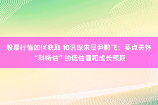 股票行情如何获取 和讯探求员尹鹏飞：要点关怀“科特估”的低估值和成长预期