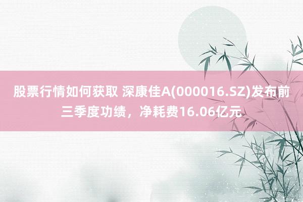 股票行情如何获取 深康佳A(000016.SZ)发布前三季度功绩，净耗费16.06亿元