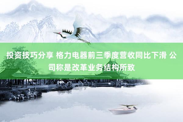 投资技巧分享 格力电器前三季度营收同比下滑 公司称是改革业务结构所致