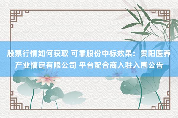 股票行情如何获取 可靠股份中标效果：贵阳医养产业搞定有限公司 平台配合商入驻入围公告