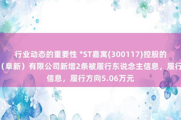 行业动态的重要性 *ST嘉寓(300117)控股的嘉寓光能科技（阜新）有限公司新增2条被履行东说念主信息，履行方向5.06万元