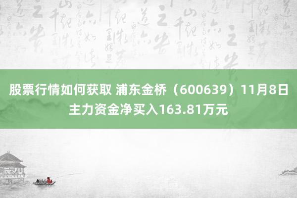 股票行情如何获取 浦东金桥（600639）11月8日主力资金净买入163.81万元