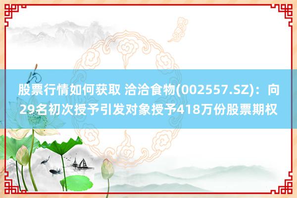 股票行情如何获取 洽洽食物(002557.SZ)：向29名初次授予引发对象授予418万份股票期权