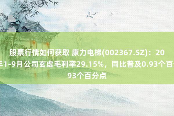 股票行情如何获取 康力电梯(002367.SZ)：2024年1-9月公司玄虚毛利率29.15%，同比普及0.93个百分点