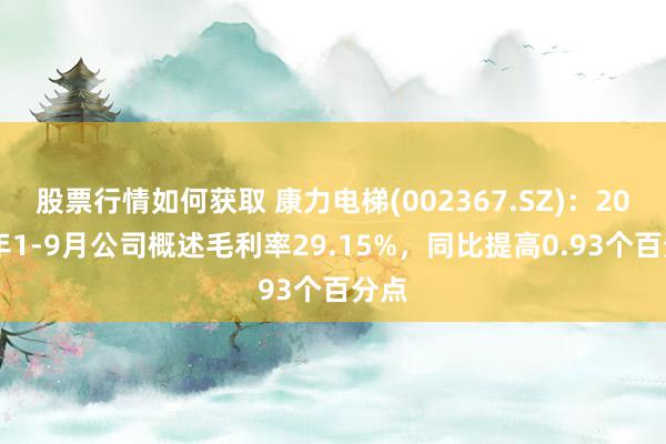 股票行情如何获取 康力电梯(002367.SZ)：2024年1-9月公司概述毛利率29.15%，同比提高0.93个百分点