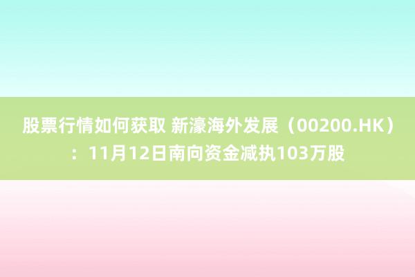 股票行情如何获取 新濠海外发展（00200.HK）：11月12日南向资金减执103万股