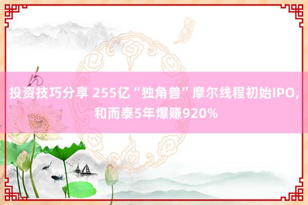 投资技巧分享 255亿“独角兽”摩尔线程初始IPO, 和而泰5年爆赚920%