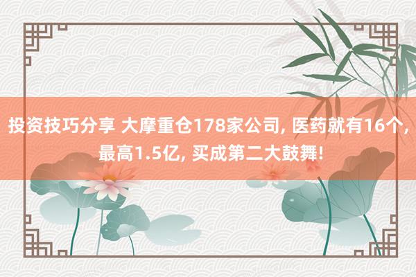 投资技巧分享 大摩重仓178家公司, 医药就有16个, 最高1.5亿, 买成第二大鼓舞!