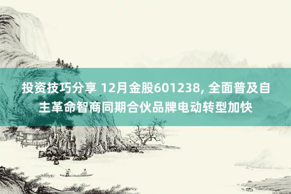 投资技巧分享 12月金股601238, 全面普及自主革命智商同期合伙品牌电动转型加快