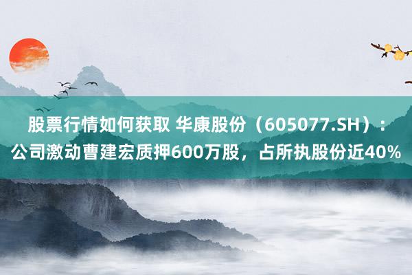 股票行情如何获取 华康股份（605077.SH）：公司激动曹建宏质押600万股，占所执股份近40%