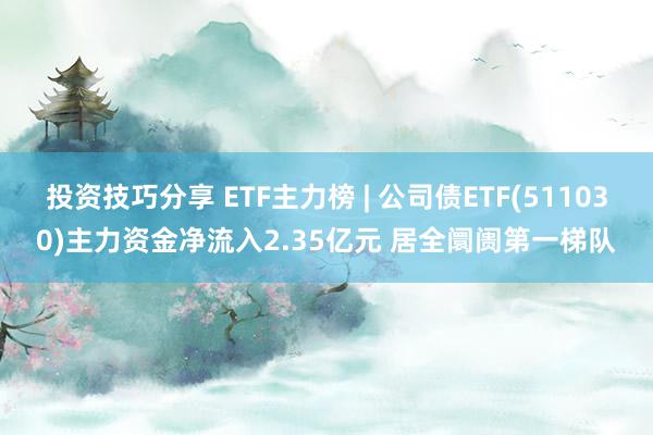 投资技巧分享 ETF主力榜 | 公司债ETF(511030)主力资金净流入2.35亿元 居全阛阓第一梯队