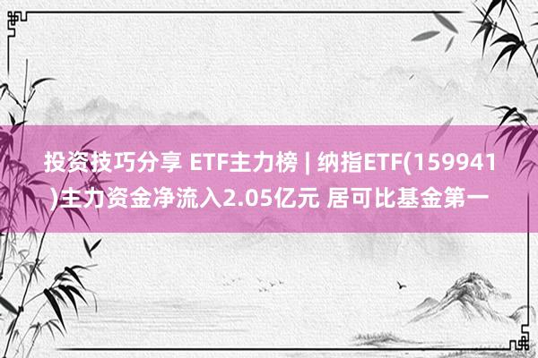 投资技巧分享 ETF主力榜 | 纳指ETF(159941)主力资金净流入2.05亿元 居可比基金第一