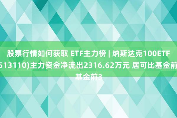 股票行情如何获取 ETF主力榜 | 纳斯达克100ETF(513110)主力资金净流出2316.62万元 居可比基金前3