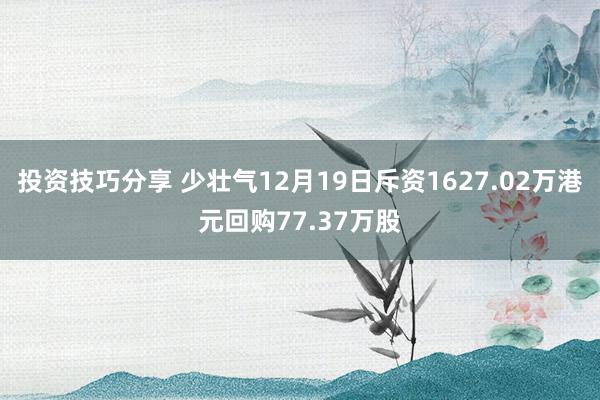 投资技巧分享 少壮气12月19日斥资1627.02万港元回购77.37万股