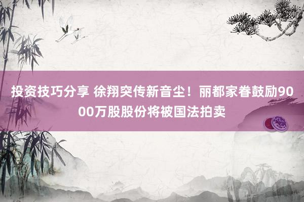 投资技巧分享 徐翔突传新音尘！丽都家眷鼓励9000万股股份将被国法拍卖