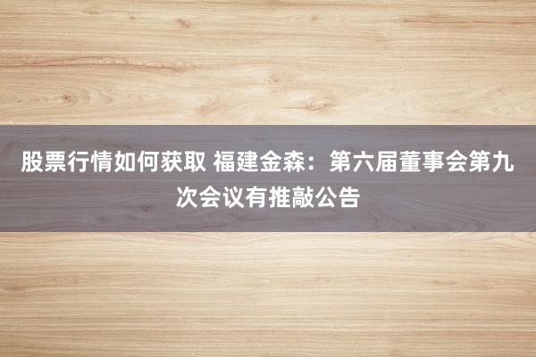 股票行情如何获取 福建金森：第六届董事会第九次会议有推敲公告