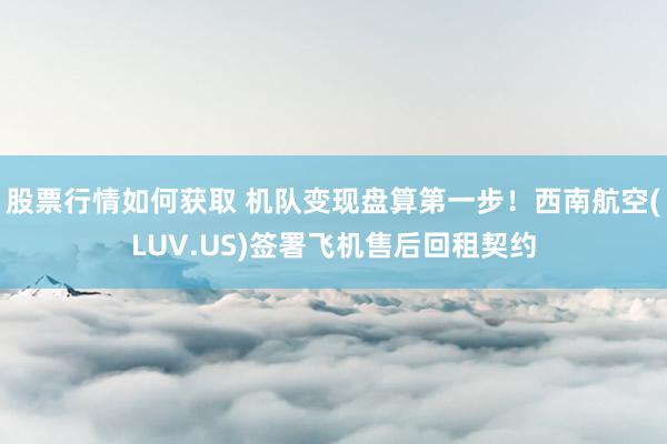 股票行情如何获取 机队变现盘算第一步！西南航空(LUV.US)签署飞机售后回租契约