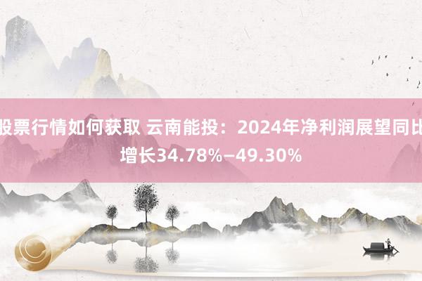 股票行情如何获取 云南能投：2024年净利润展望同比增长34.78%—49.30%