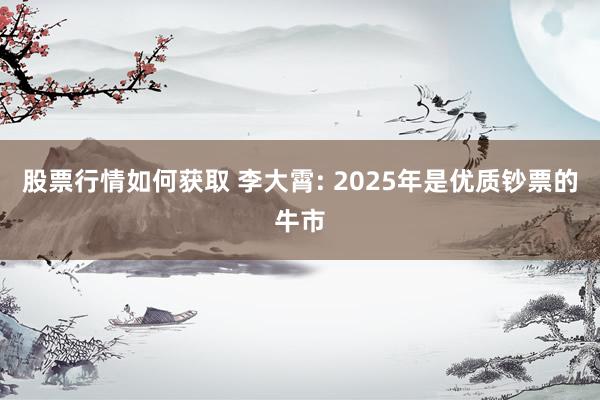 股票行情如何获取 李大霄: 2025年是优质钞票的牛市