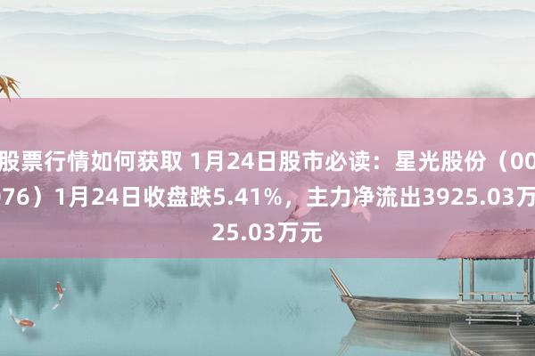 股票行情如何获取 1月24日股市必读：星光股份（002076）1月24日收盘跌5.41%，主力净流出3925.03万元