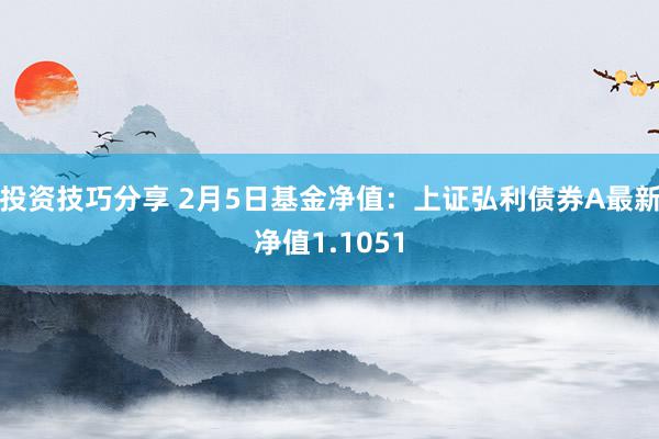 投资技巧分享 2月5日基金净值：上证弘利债券A最新净值1.1051