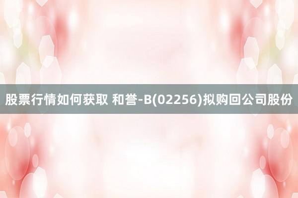 股票行情如何获取 和誉-B(02256)拟购回公司股份