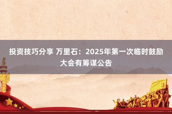 投资技巧分享 万里石：2025年第一次临时鼓励大会有筹谋公告