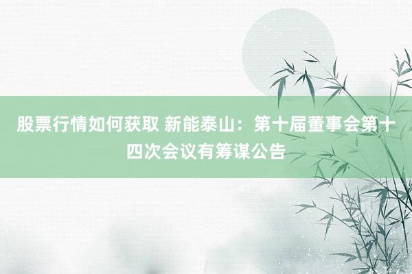 股票行情如何获取 新能泰山：第十届董事会第十四次会议有筹谋公告