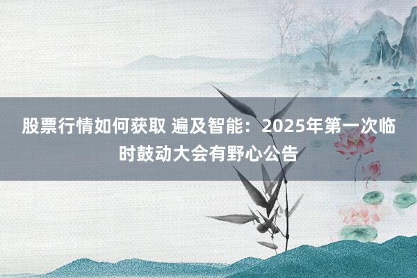 股票行情如何获取 遍及智能：2025年第一次临时鼓动大会有野心公告